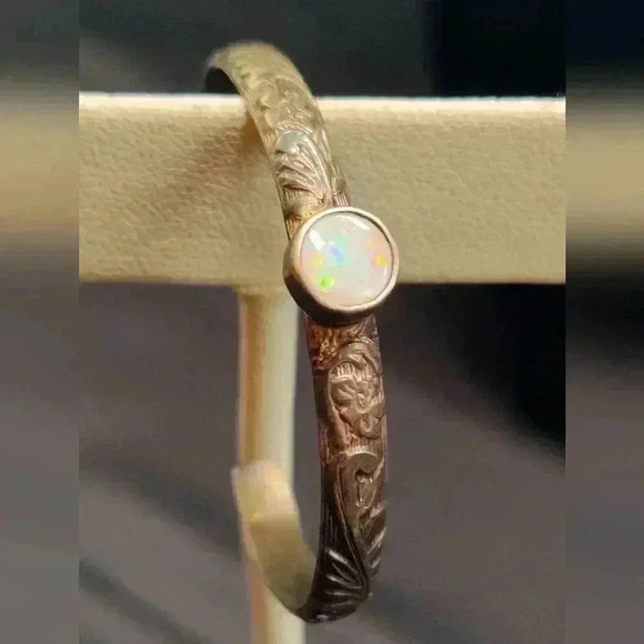 Vintage White Opal and Sterling Silver Baby Infant Bracelet